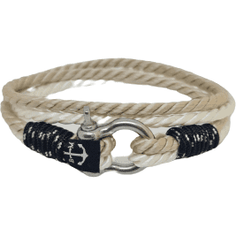Adjustable Shackle Beige Nautical Bracelet-0