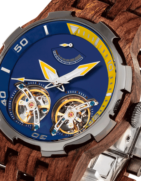 Men’s Dual Wheel Automatic Kosso Wood Designer High End