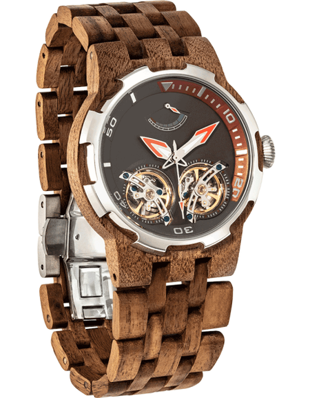Men’s Dual Wheel Automatic Walnut Wood Designer High End