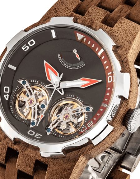 Men’s Dual Wheel Automatic Walnut Wood Designer High End