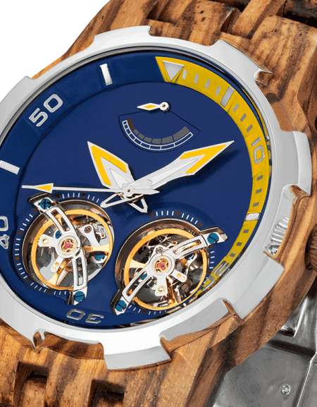 Men’s Dual Wheel Automatic Zebra Wood Designer High End