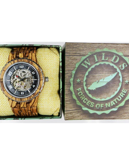 Men’s Premium Self-Winding Transparent Body Zebra Wood