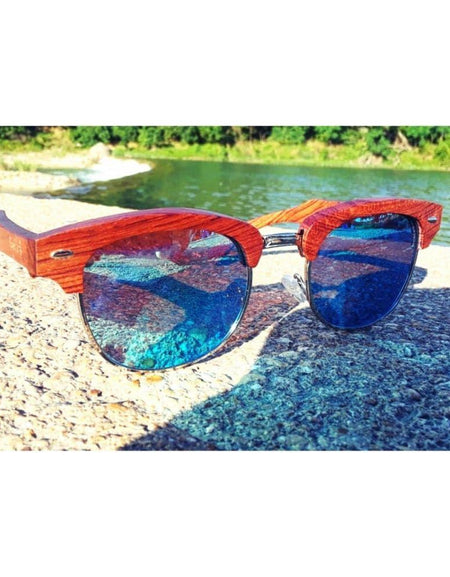 Real Sandalwood Sunglasses Ice Blue Timber Shades Polarized