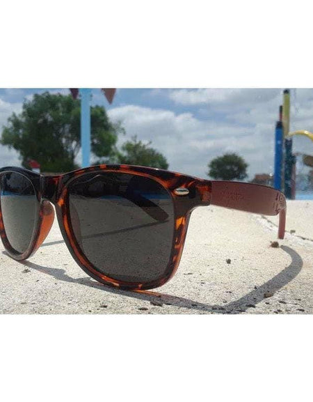Red Bamboo Tortoise Framed Polarized Sunglasses With Wood