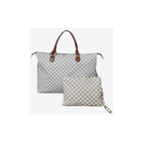 Load image into Gallery viewer, Designer Checkered Two-Piece Bag Set: Elegance Redefined
