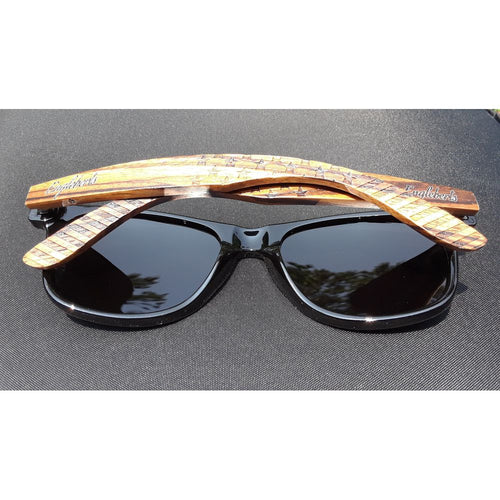 Load image into Gallery viewer, Zebrawood Sunglasses, Stars and Bars With Wooden Case, Polarized,
