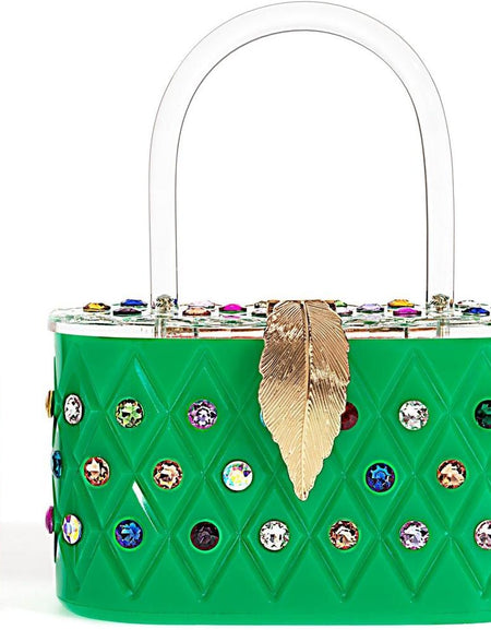 Womens Emerald Rainbow  Top Handle Clutch Bag