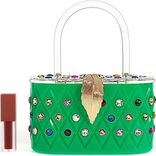 Load image into Gallery viewer, Womens Emerald Rainbow  Top Handle Clutch Bag
