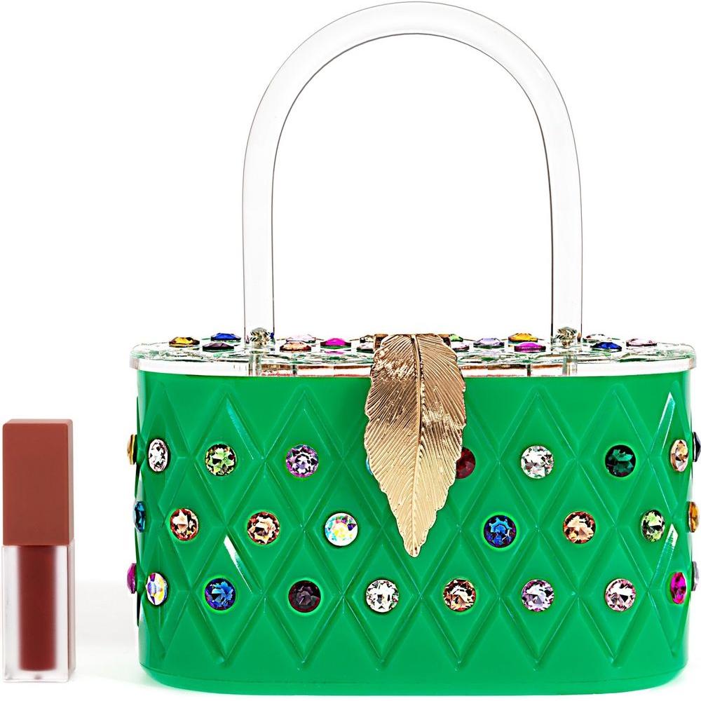 Womens Emerald Rainbow  Top Handle Clutch Bag