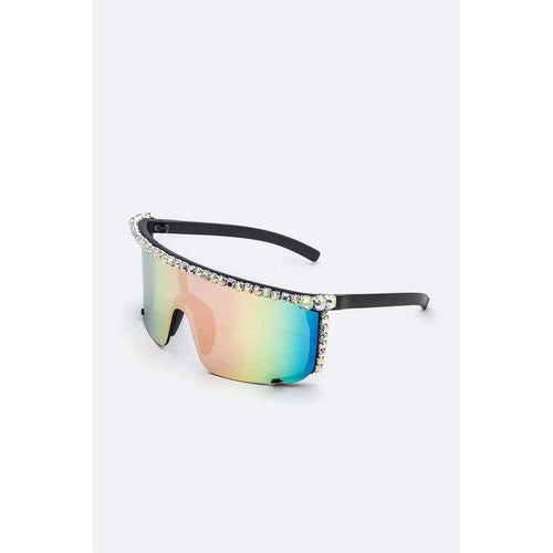 Load image into Gallery viewer, Rhinestone Shield Inspired Statement Sunglasses
