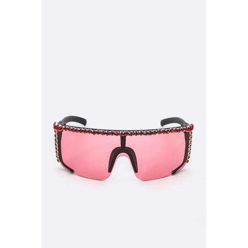 Load image into Gallery viewer, Rhinestone Shield Inspired Statement Sunglasses
