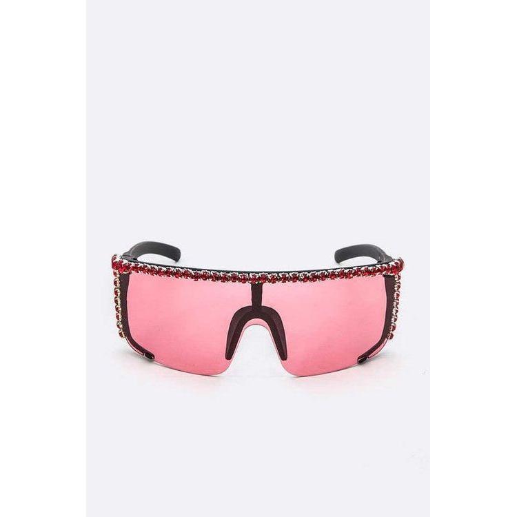 Rhinestone Shield Inspired Statement Sunglasses