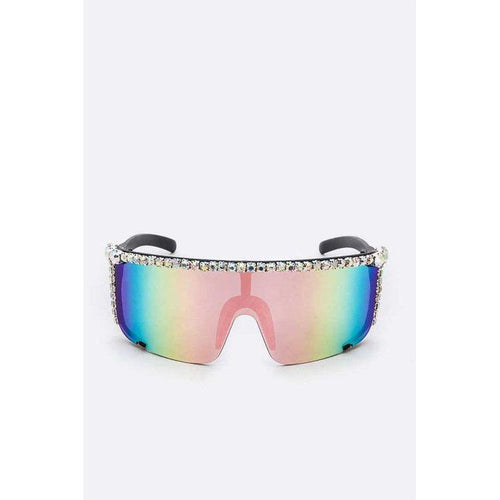 Load image into Gallery viewer, Rhinestone Shield Inspired Statement Sunglasses
