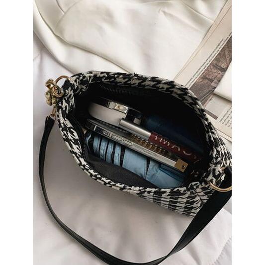 Houndstooth Polyester Handbag