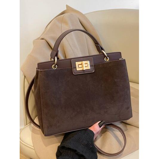 Designer Solid Color Handbag with Removable Strap