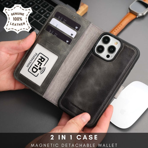 Load image into Gallery viewer, Casper Leather iPhone 15 Pro Wallet Case | MagSafe-64
