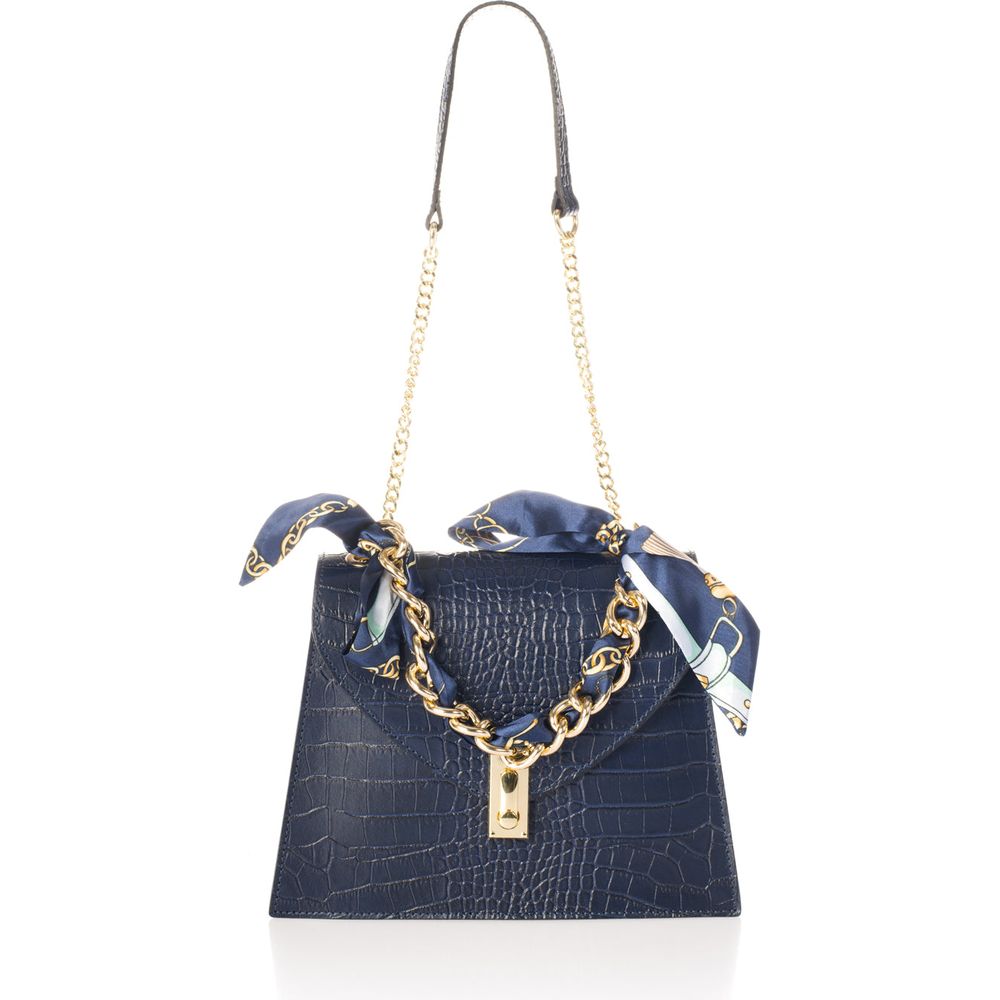 AYLA BLUE - Exquisite Crocco Embossed Calfskin Handbag