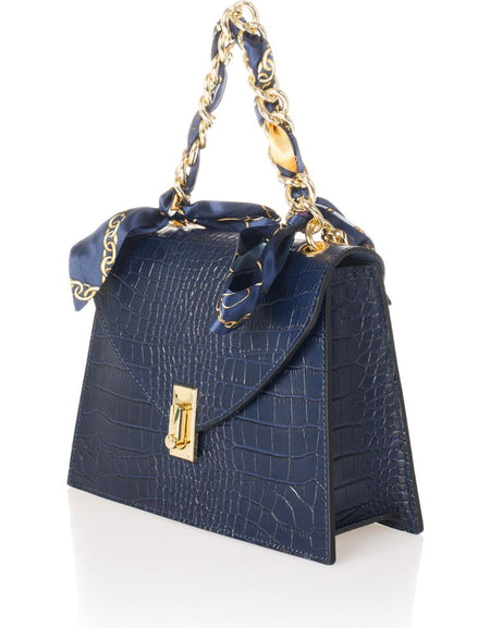 AYLA BLUE - Exquisite Crocco Embossed Calfskin Handbag