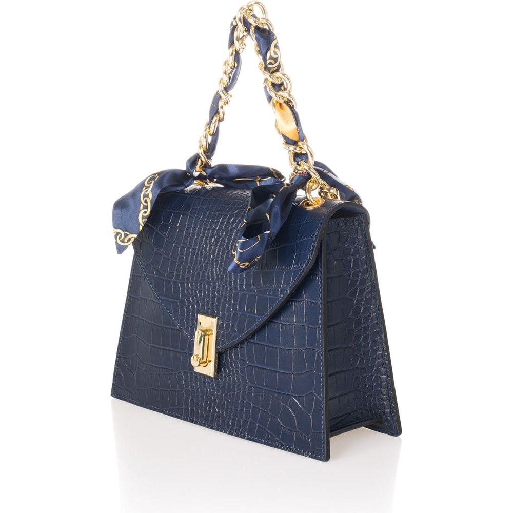 AYLA BLUE - Exquisite Crocco Embossed Calfskin Handbag