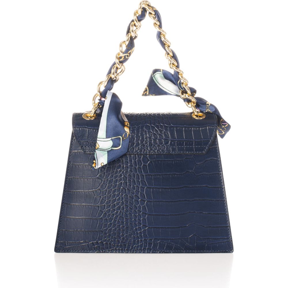 AYLA BLUE - Exquisite Crocco Embossed Calfskin Handbag