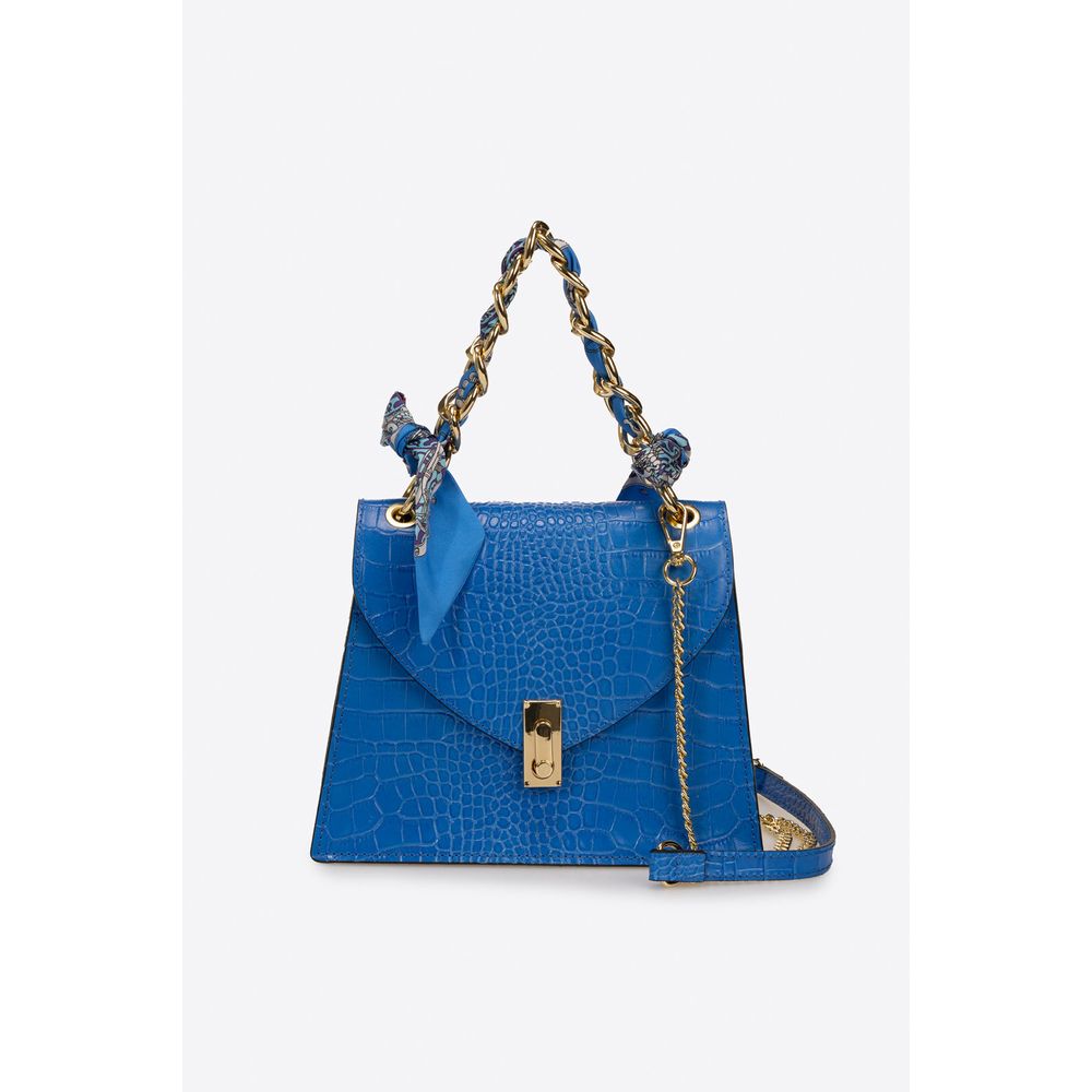 AYLA BLUE - Exquisite Crocco Embossed Calfskin Handbag