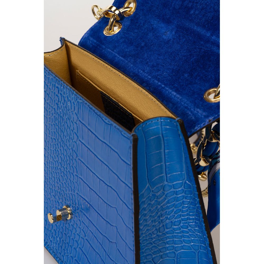 AYLA BLUE - Exquisite Crocco Embossed Calfskin Handbag