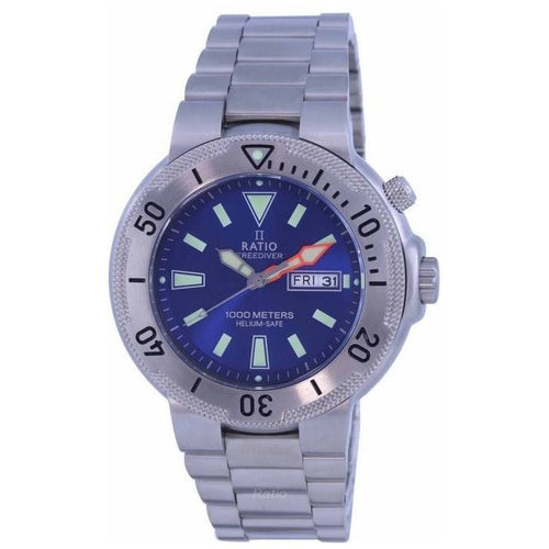 Load image into Gallery viewer, RATIO FreeDiver Blue Dial Stainless Steel Quartz 1050MD93-12V-BLU Men&#39;s Watch
