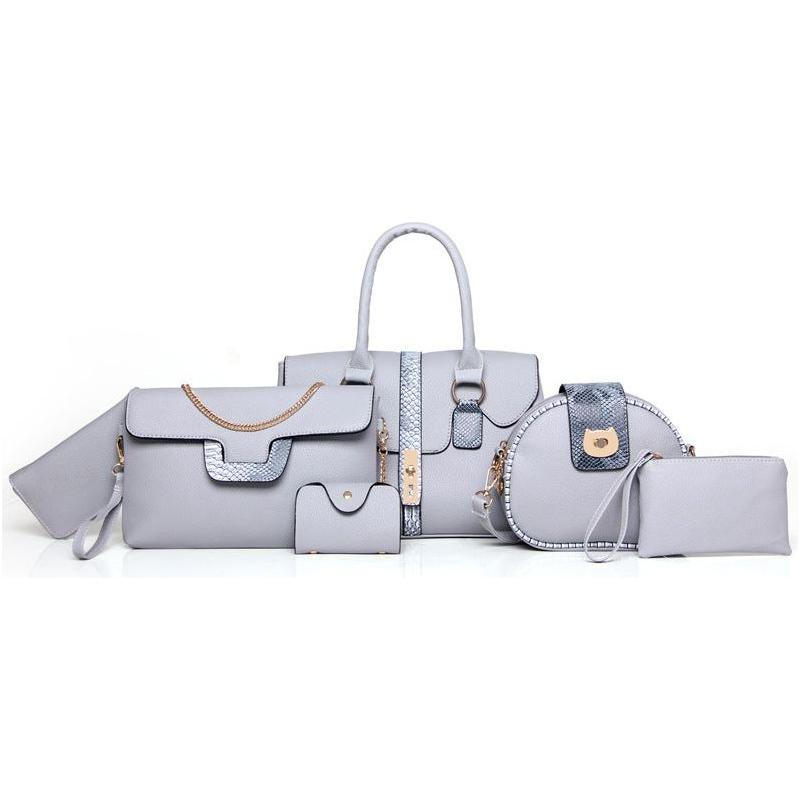 Designer Six-Piece Snake-Print Handbag Set for All Occasions