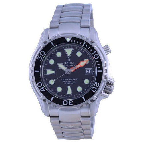 Load image into Gallery viewer, Ratio FreeDiver Helium Safe 1000M Black Dial Stainless Steel Automatic Men&#39;s Watch
