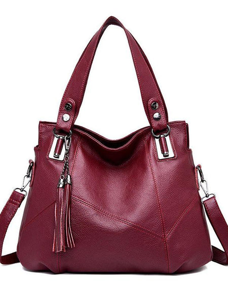 Luxurious Women's Large Capacity Fringed Shoulder Handbag by [Brand Name]