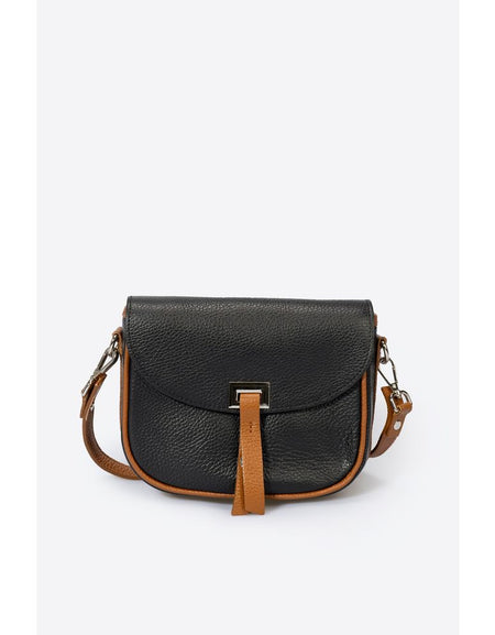 BELA BLACK+COGNAC Women's Designer Shoulder Bag