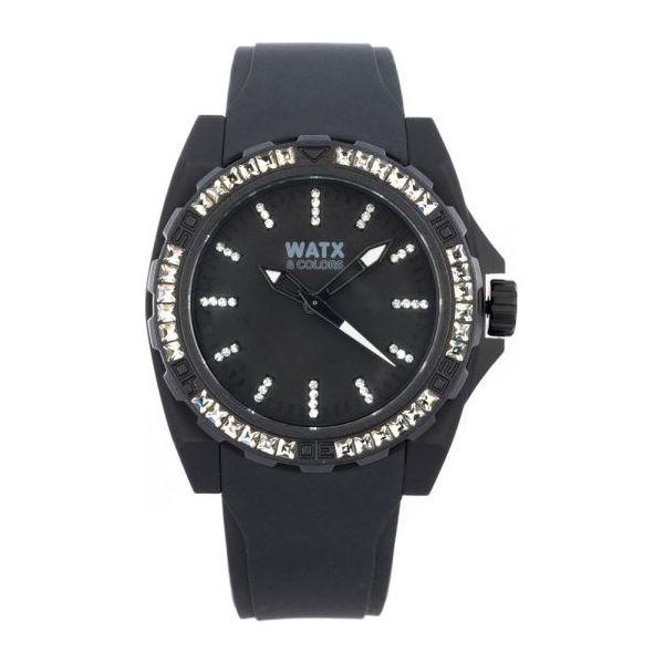 Watx & Colors RWA1883 Ladies' Black Rubber Strap Quartz Watch (40mm)
