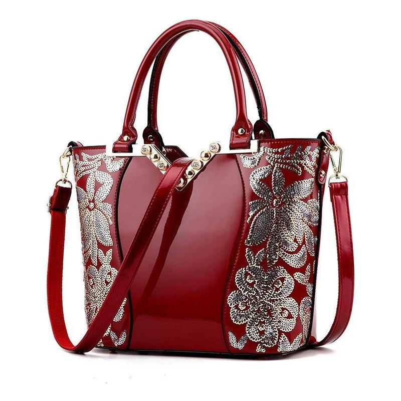 Elegant Embroidered PU Leather Handbag for Women by Your Brand Name