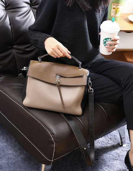 Genuine Leather Luxe Shoulder Bag - Style 7407