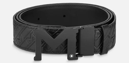 MONTBLANC LEATHER Mod. M BUCKLE EMBOSSED REVERSIBLE LEATHER BELT-0