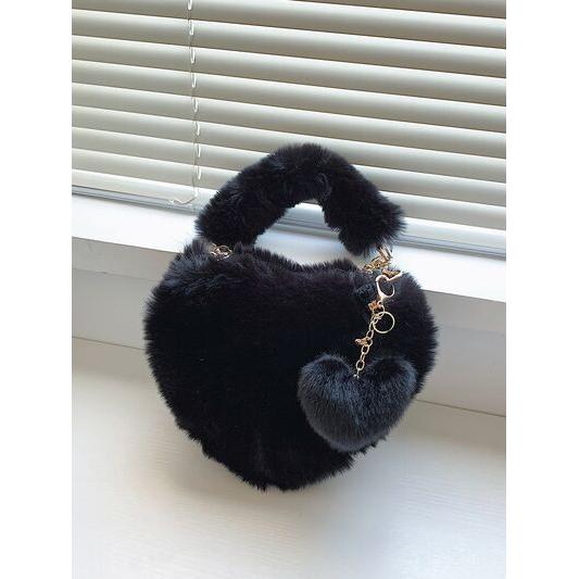 Luxurious Heart Shape Faux Fur Handbag