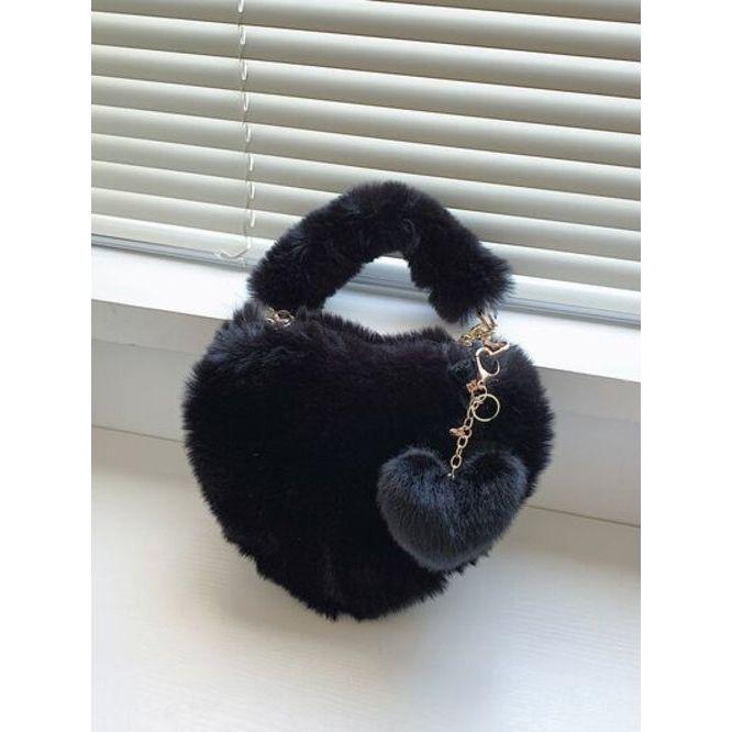 Luxurious Heart Shape Faux Fur Handbag