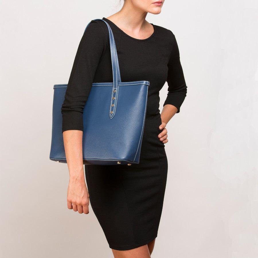 Ludlow Blue Leather Shoulder Bag