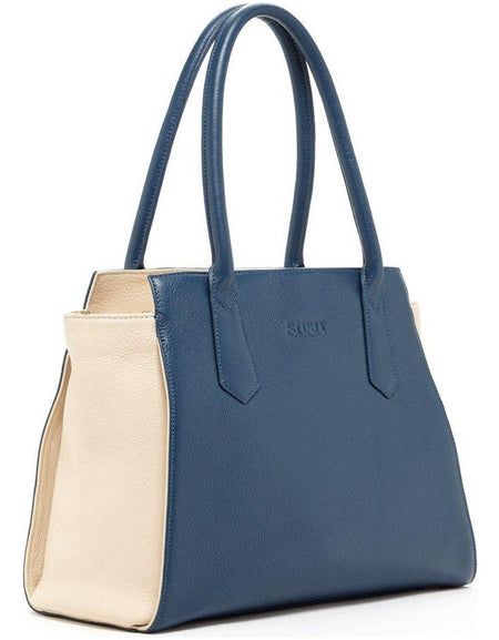 Jody Blue Ivory Leather Tote Bag