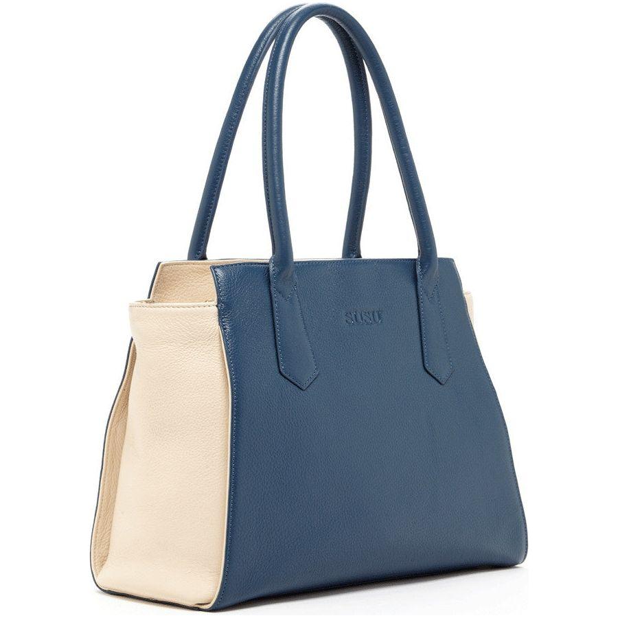 Jody Blue Ivory Leather Tote Bag