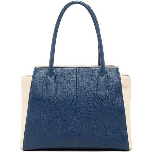 Load image into Gallery viewer, Jody Blue Ivory Leather Tote Bag
