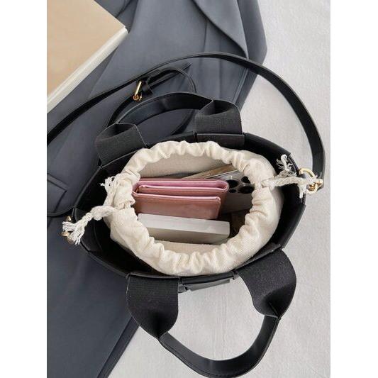 Elegant PU Leather Braided Bucket Bag