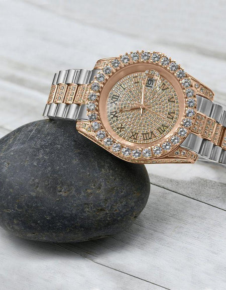 ROCOCO Steel CZ Watch - A Timeless Bling Masterpiece