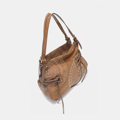 Nicole Lee USA Side Braided Tassel Inlaid Rhinestone Embroidery Hobo