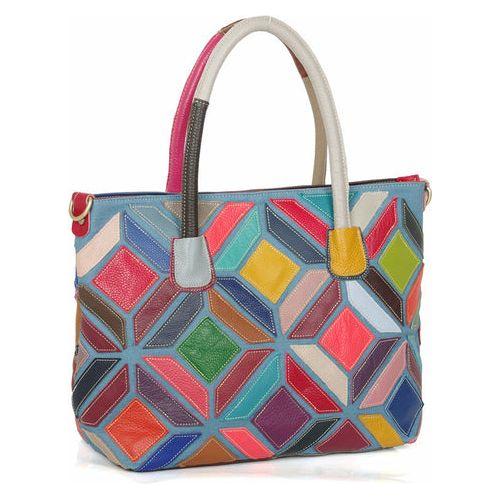 European American Style Colorful Leather Stitching Handbag - A Luxurious Statement Piece