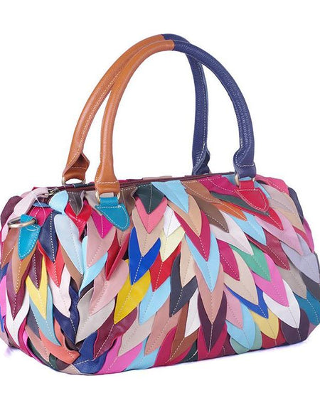 Designer Geometric Pattern Contrast Color Handbag for Women