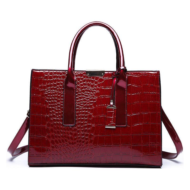 Crocodile Elegance: European Style Solid Color Handbag