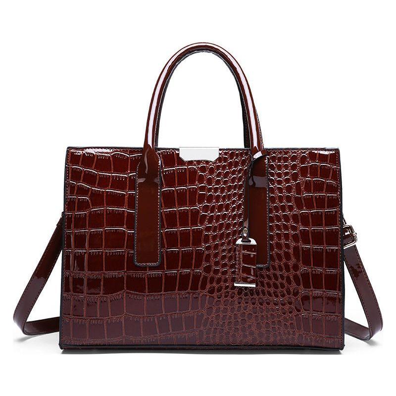 Crocodile Elegance: European Style Solid Color Handbag