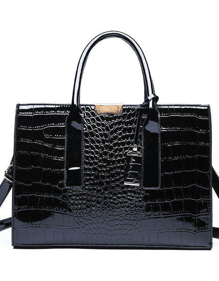 Crocodile Elegance: European Style Solid Color Handbag