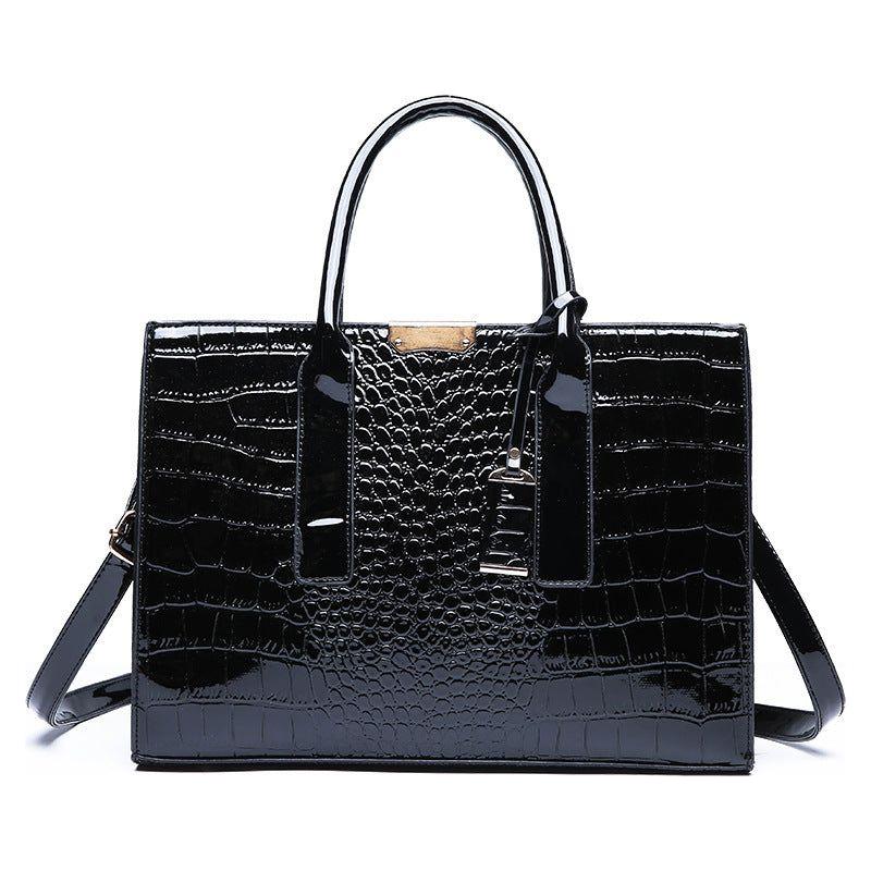 Crocodile Elegance: European Style Solid Color Handbag